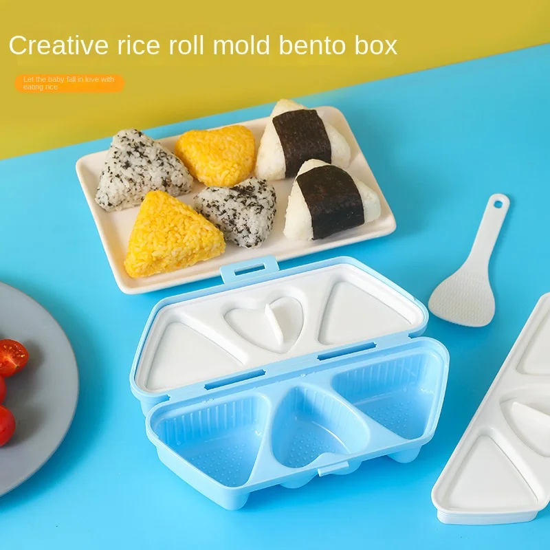 Meal Prep With Rice - Zusammenklappbares, tragbares Dreieck-Love-Sushi-Reiswerkzeug, Reis- und Gemüse-Rollbox,