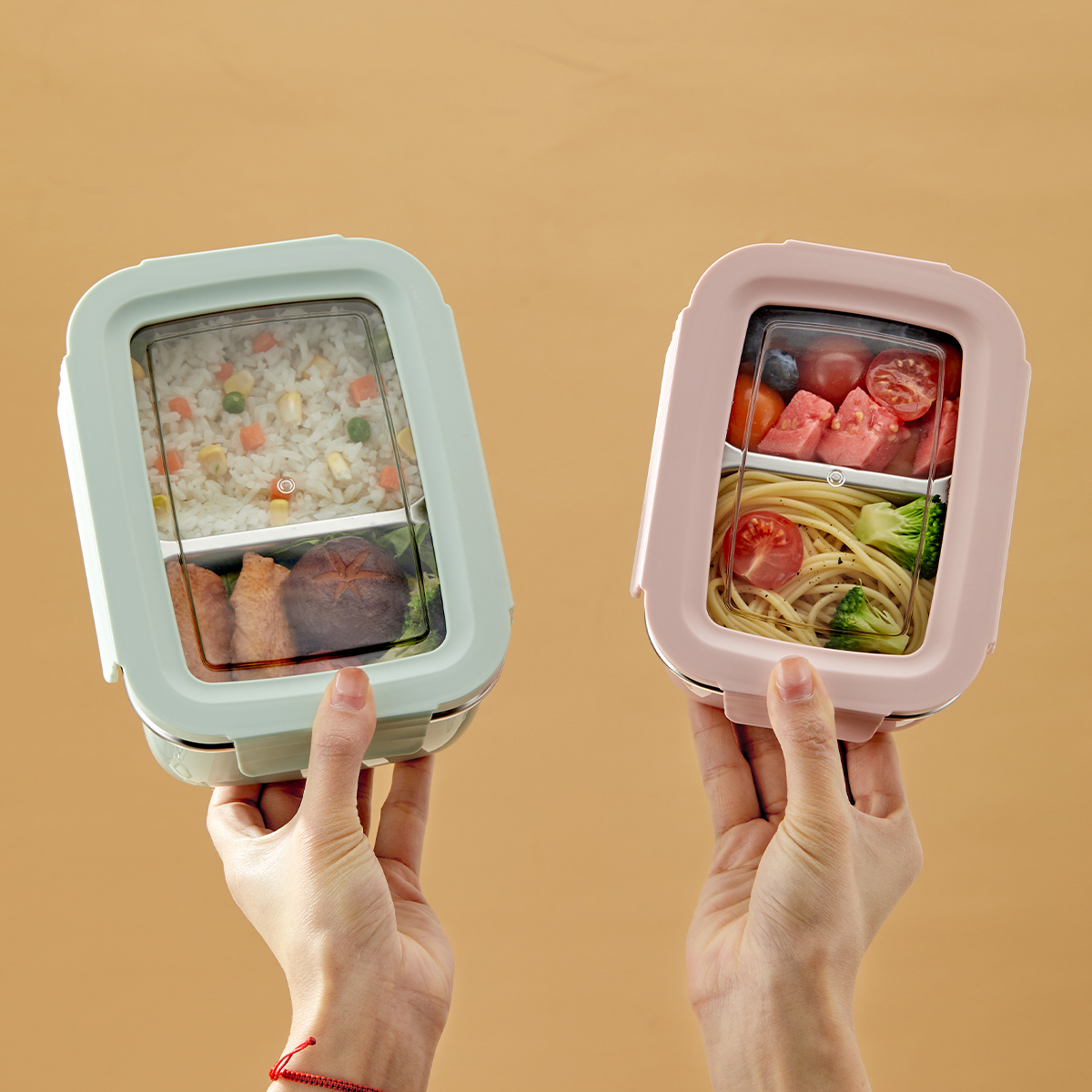 Meal Prep Bowl - Mikrowellen-Lunchbox mit Fächern aus Edelstahl 304,
