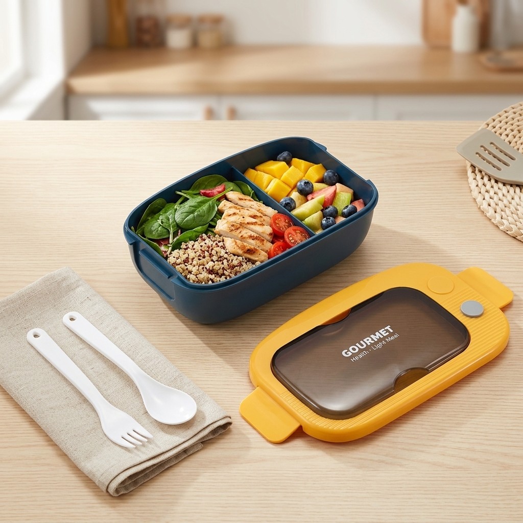 Meal Prep Or Prep Meal - Plastik Bento Lunchbox mit 2 Fächern,
