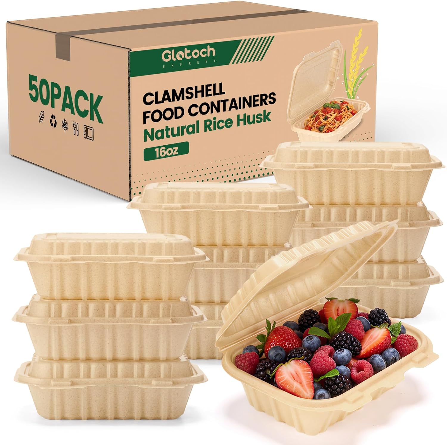 50er-Pack 16oz Clamshell Take- – Meal Prep With Rice Bewertung und Preis