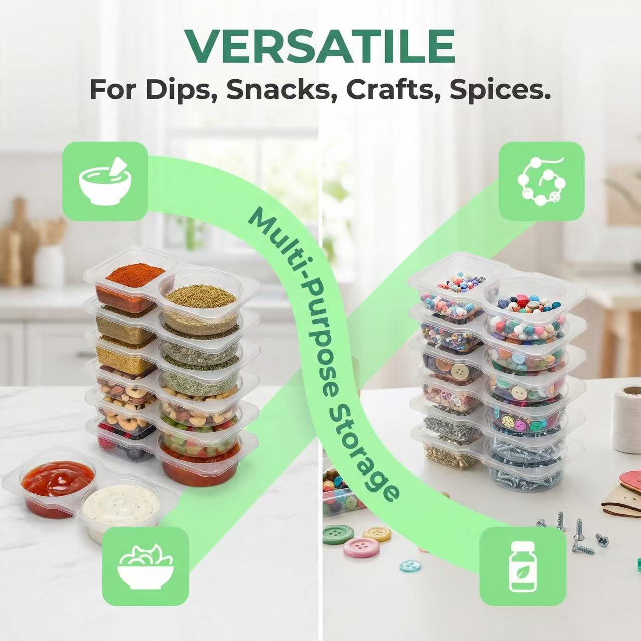 Doppelkammer-Saucenbehälter mi – Sauce Dipping Cup Bewertung und Preis